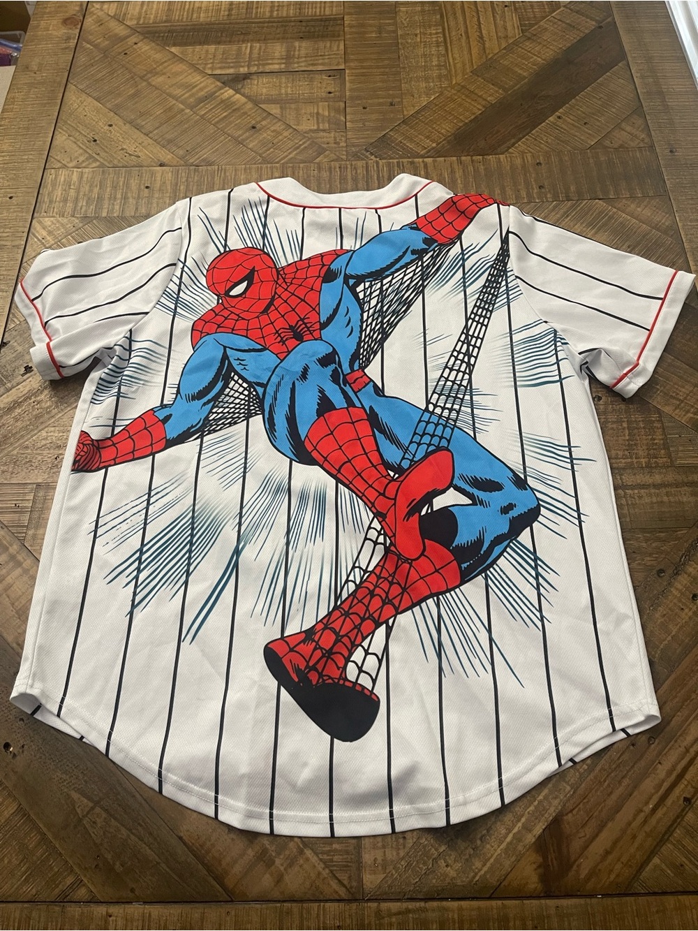 Marvel The Amazing Spider-Man White Pinstripe Baseball Jersey - Picture 6 of 6